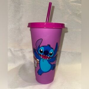 Pink Stitch Tumbler with Straw